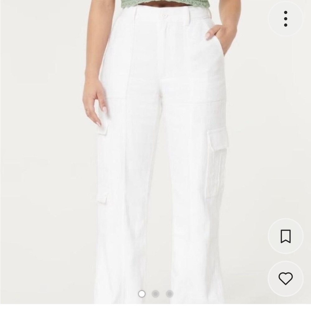 Hollister white linen cargo pants